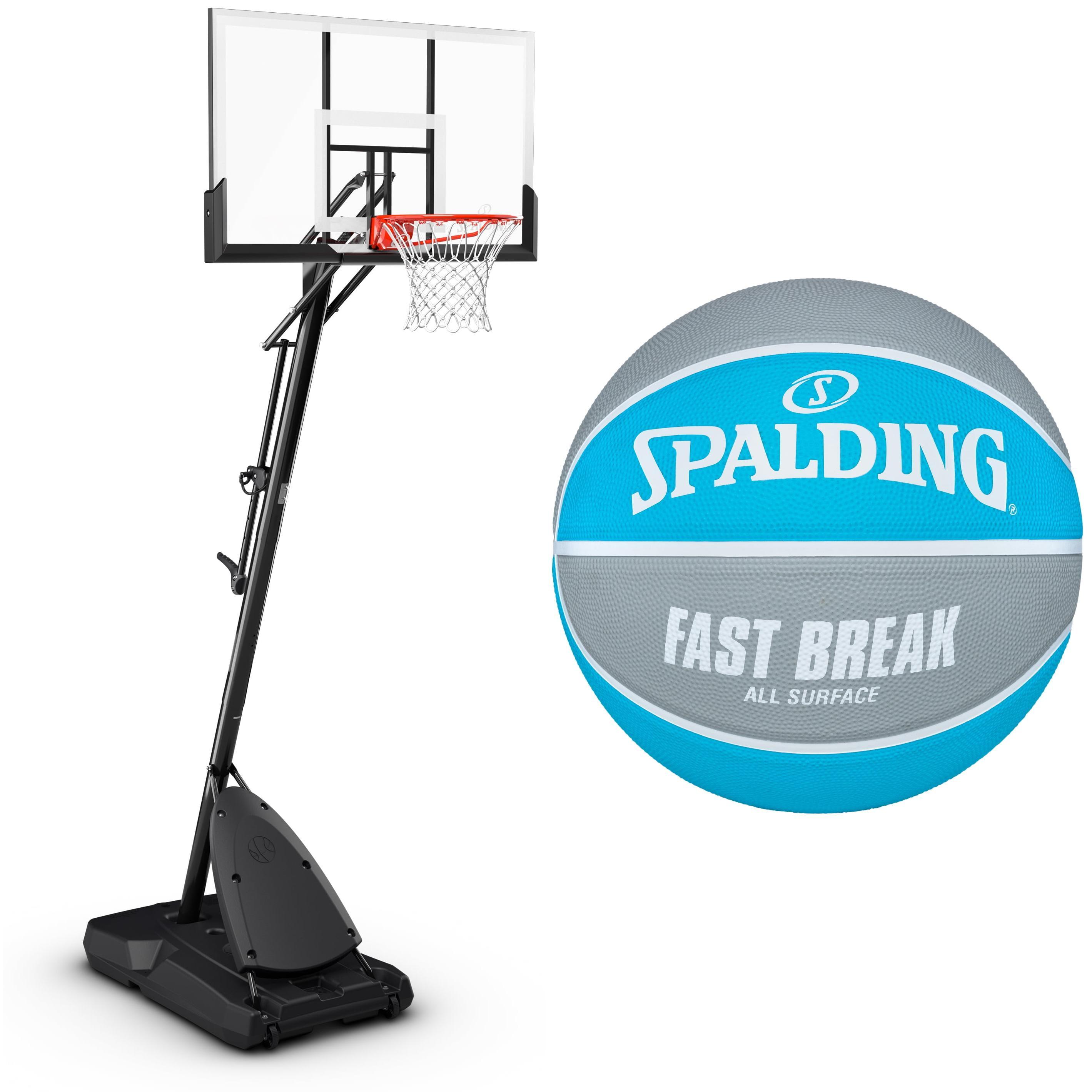 Spalding 54-Inch Portable Basketball Hoop with Shatter-Proof Polycarbonate Backboard, Adjustable ExactaHeight System & Pro Slam Rim-Outdoor Play