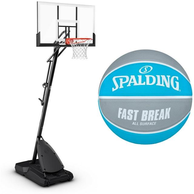 Spalding 54-Inch Portable Basketball Hoop with Shatter-Proof Polycarbonate Backboard, Adjustable ExactaHeight System & Pro Slam Rim-Outdoor Play