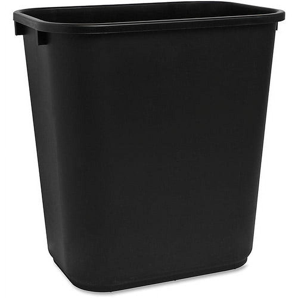 Black Rectangular Plastic Office Wastebasket 15"