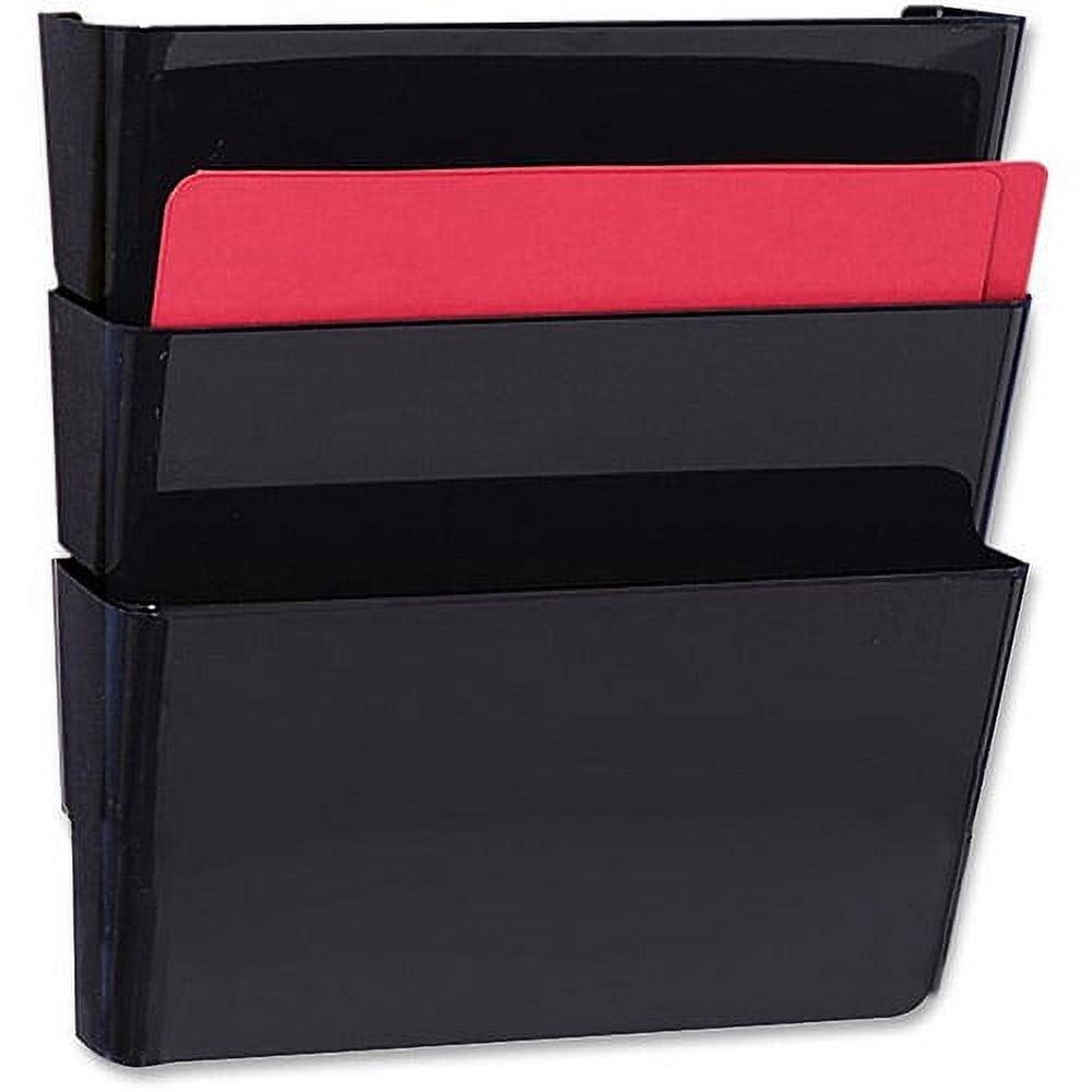 Sparco Stak-A-File 3-Pocket Vertical Black Wall File Organizer