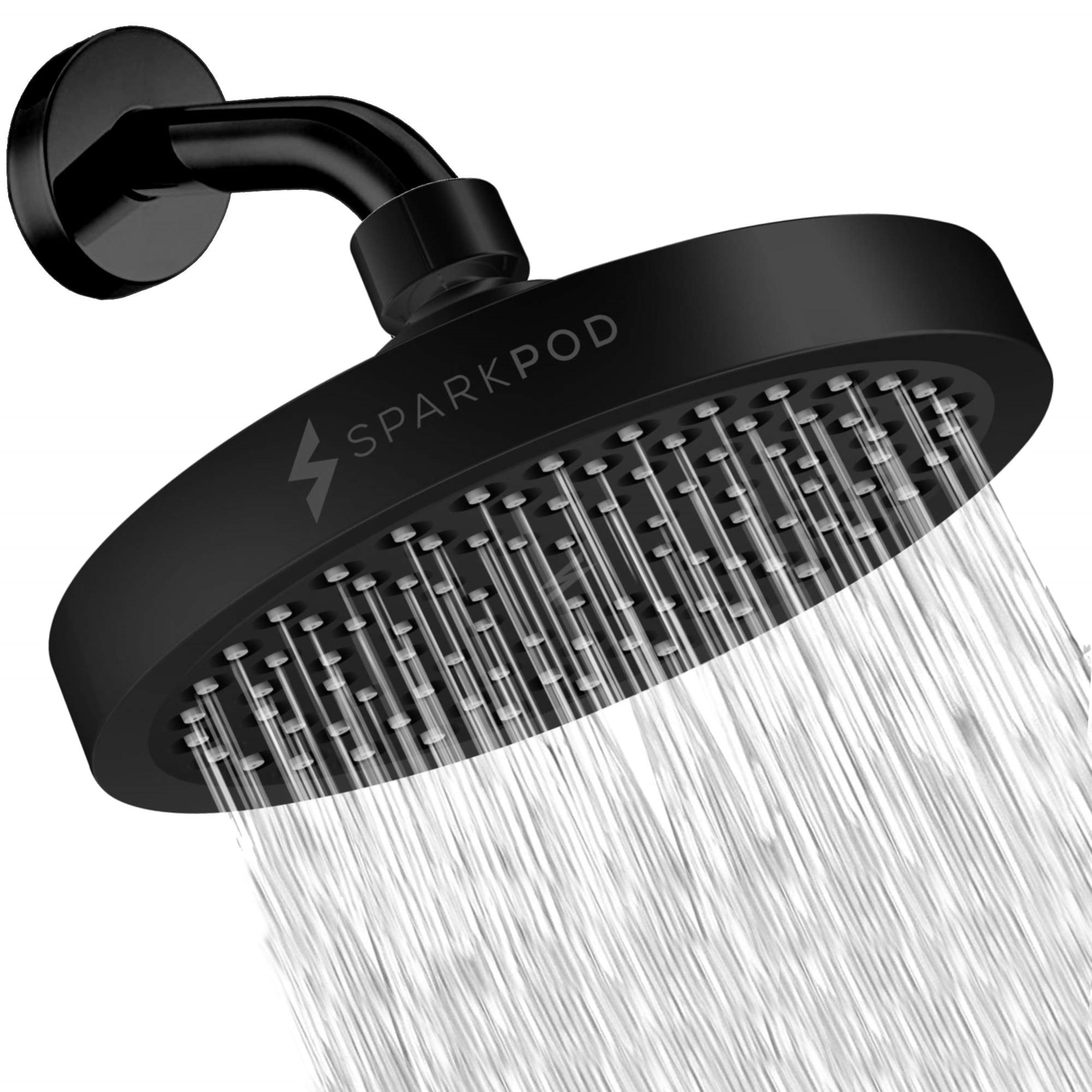 6" Matte Black Ceiling Mounted Rain Shower Head with Filter