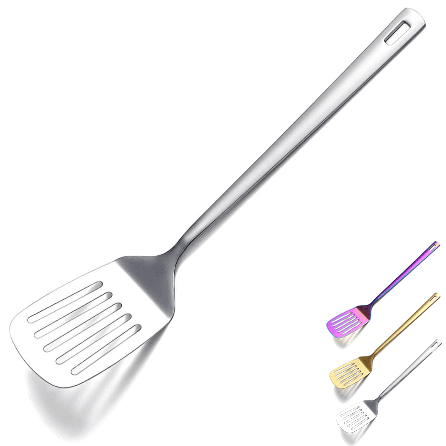 Silver Stainless Steel Slotted Turner Spatula for Cooking