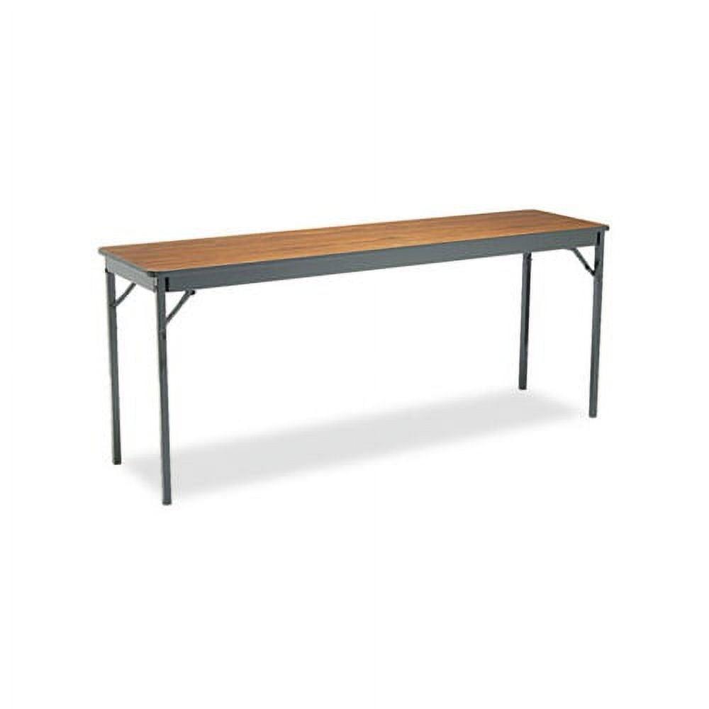 Walnut and Black Rectangular Folding Table with Steel Legs