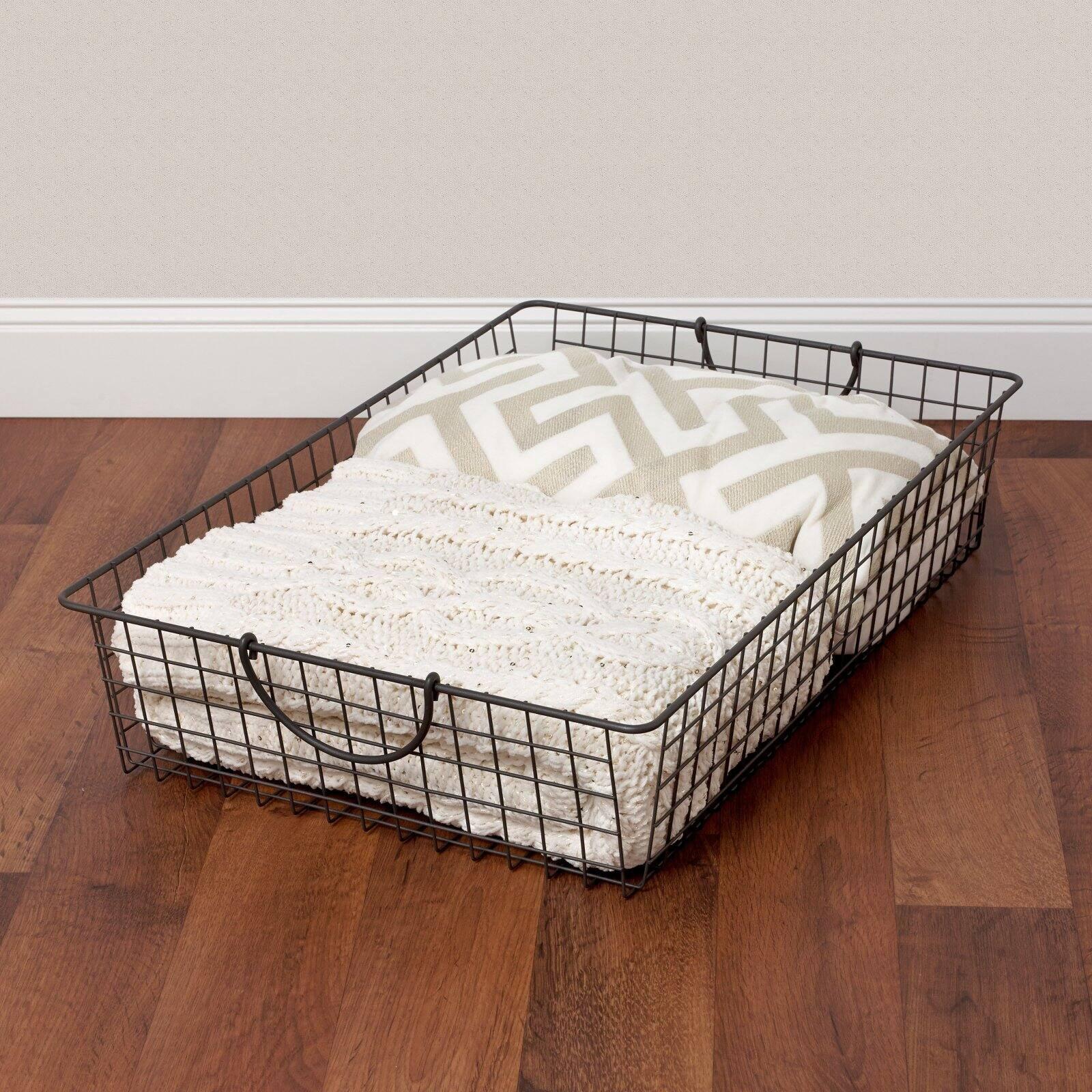 Modern Industrial Gray Steel Rectangular Storage Basket