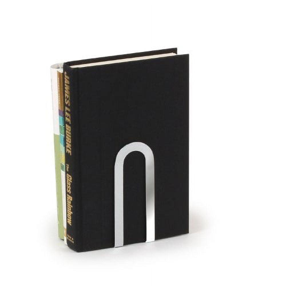 Sleek U-Shaped Minimalist Silver Steel Bookends for Kids