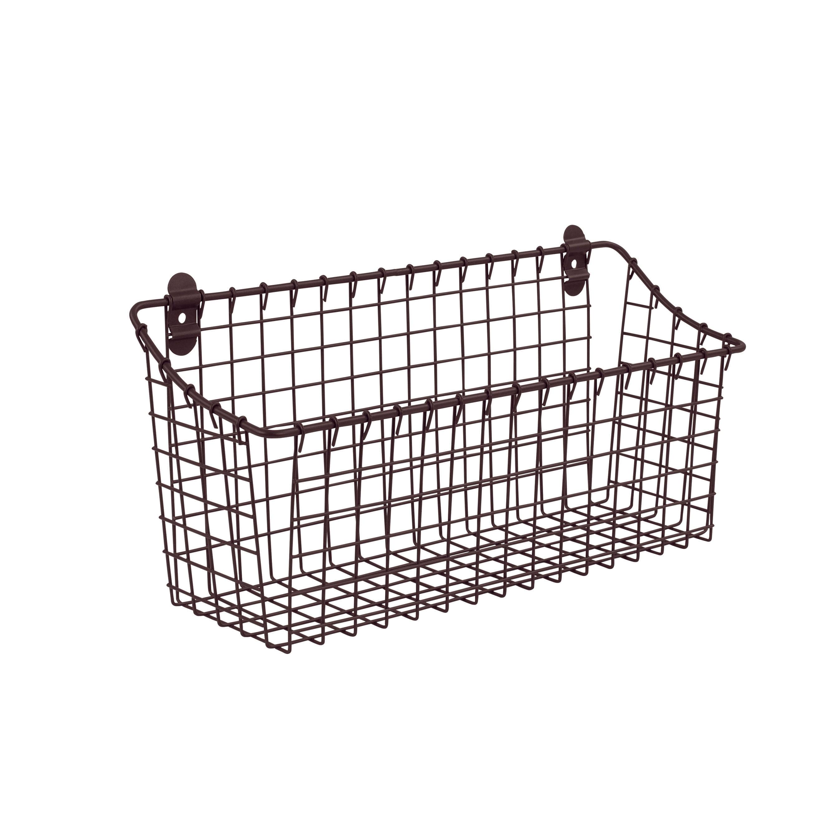 Bronze Rectangular Steel Wire Wall-Mounted Storage Basket