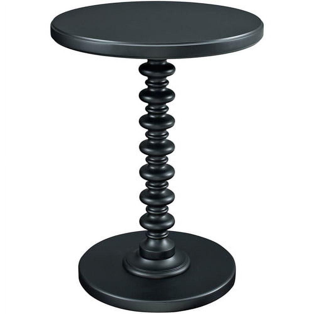 Black Round Wood Spindle Accent Table