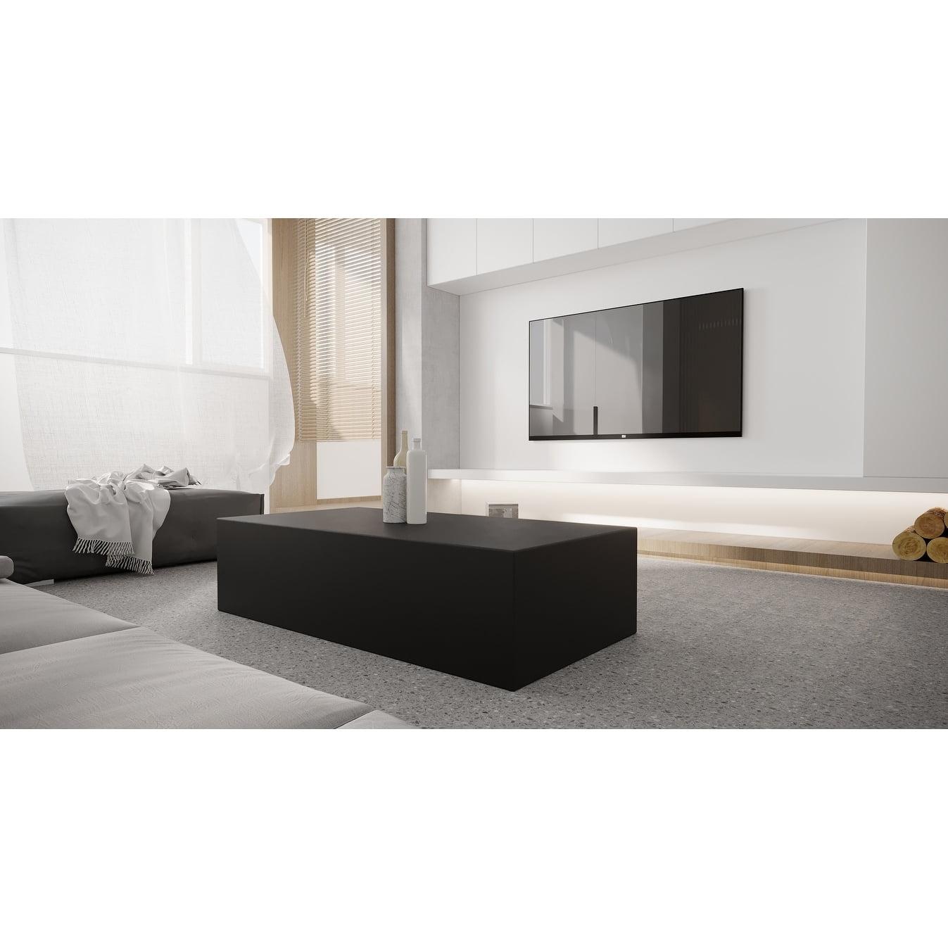 Spencer Brushed Stainless Steel Rectangular Coffee Table in Black