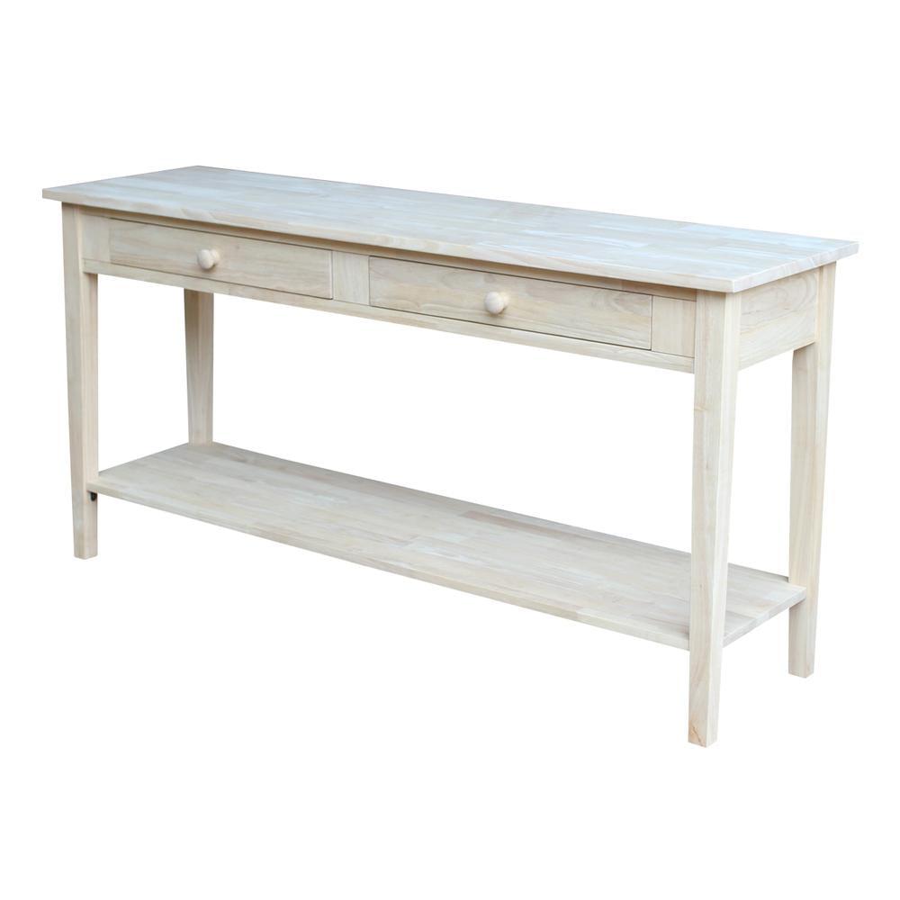 60" Spencer Extended Length Console Server Table Light Brown - International Concepts: Hardwood Foyer Storage