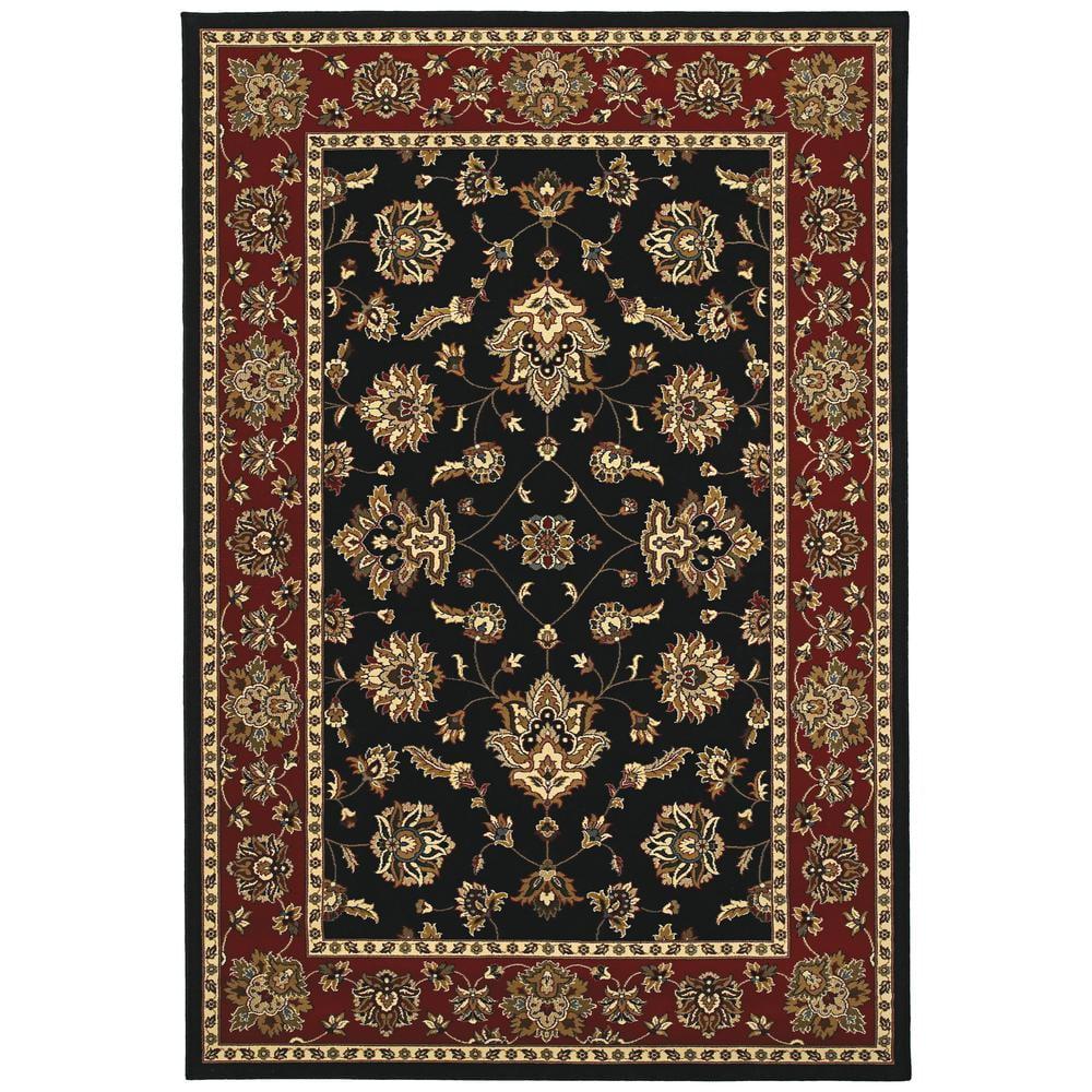 Black and Red Persian Style Synthetic Area Rug 6'7" x 9'6"