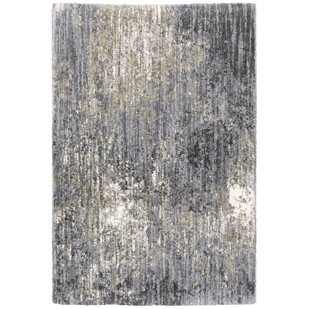 Aspen Gray and Ivory Abstract Shag Area Rug 5'3" x 7'6"