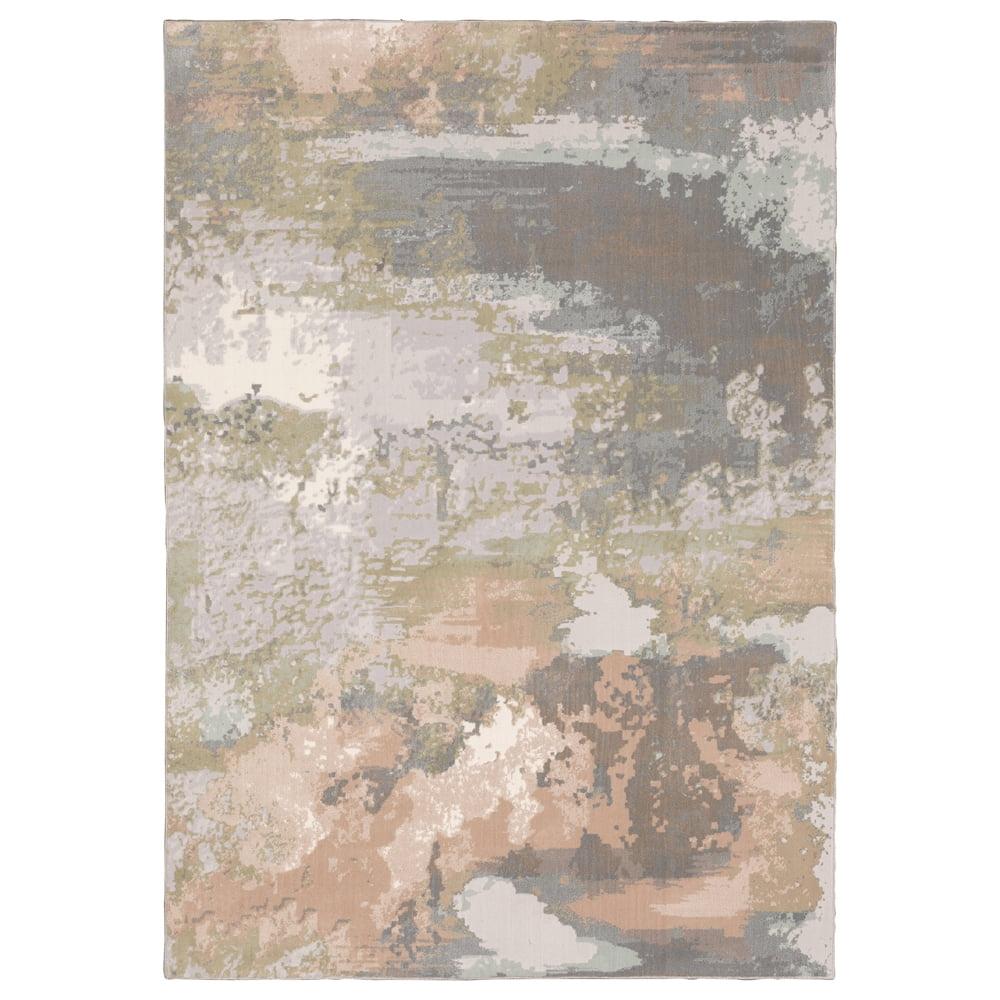 Gray and Pink Hand-Knotted Wool Chenille Area Rug 5'3" x 7'6"