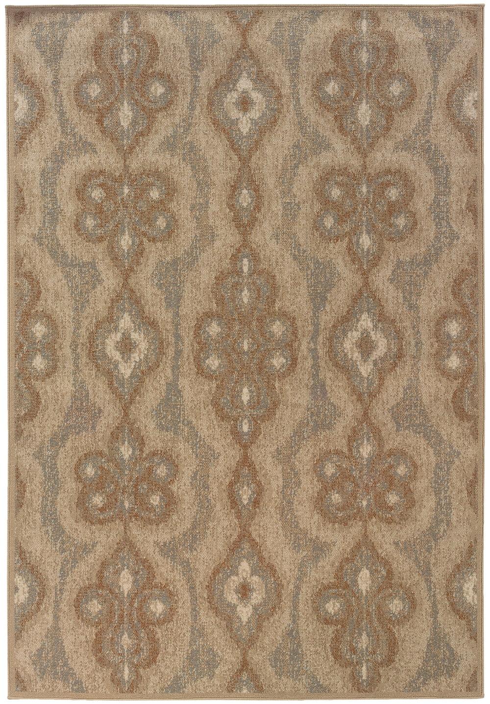 Chloe Blue and Beige Synthetic Rectangular Area Rug 4' x 6'