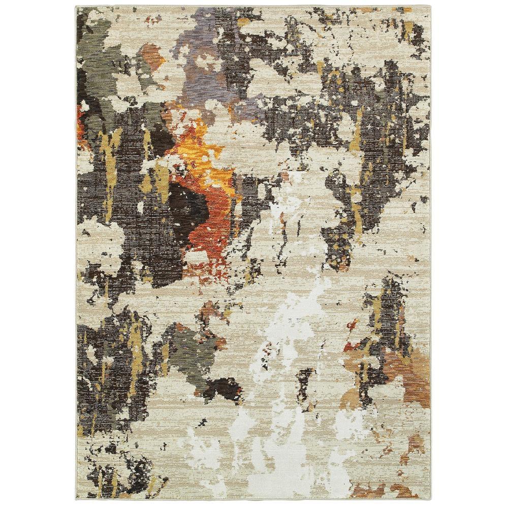 Evolution Harmony Beige-Charcoal 5'3'' x 7'3'' Synthetic Area Rug