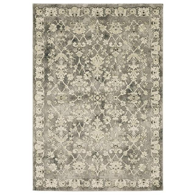 Oriental Weavers Florence Area Rug 1002E Grey Scrolls Faded 6' 7" x 9' 6" Rectangle