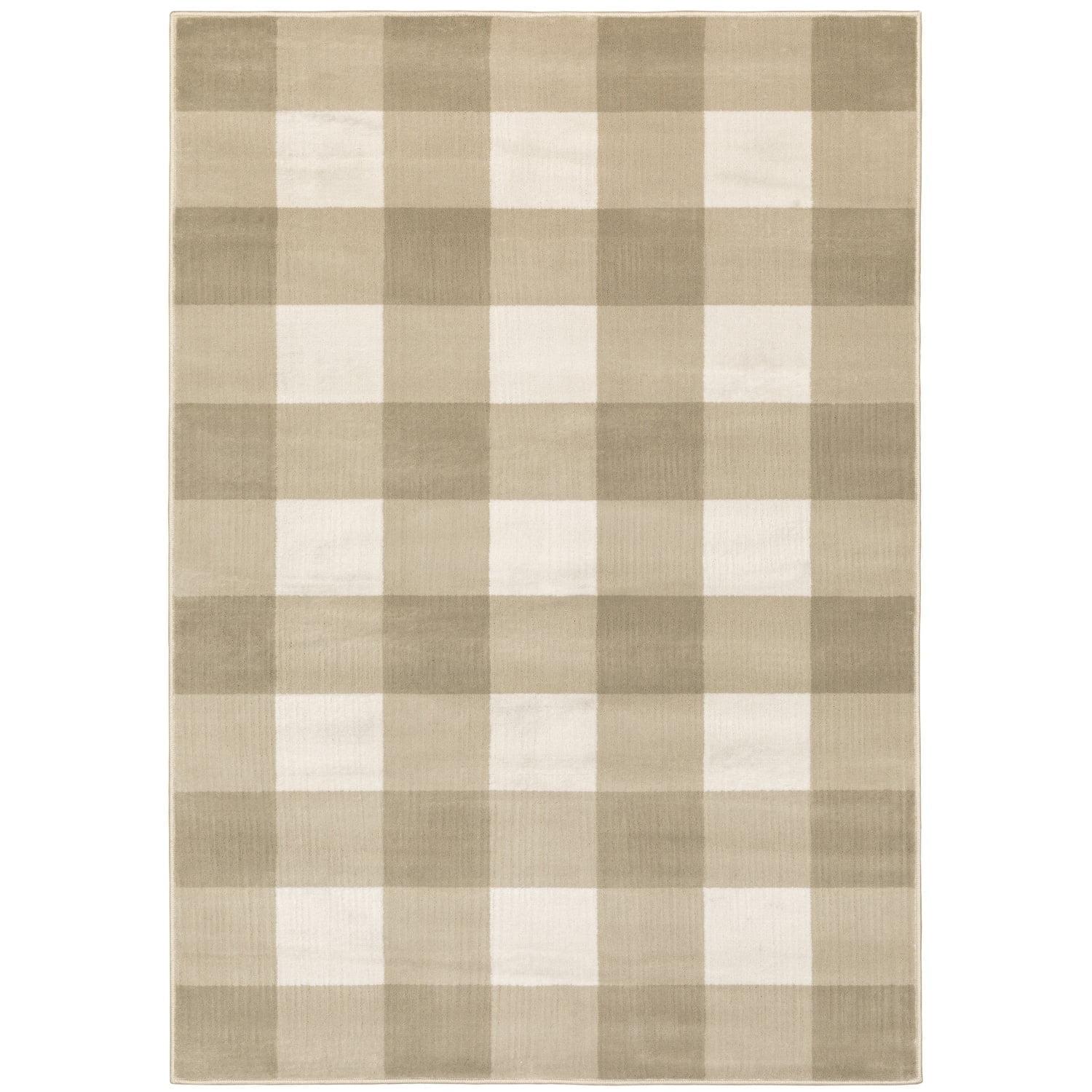 Oriental Weavers Georgia Area Rug 678A0 Casual Beige Plaid Blocks 3' 10" x 5' 5" Rectangle