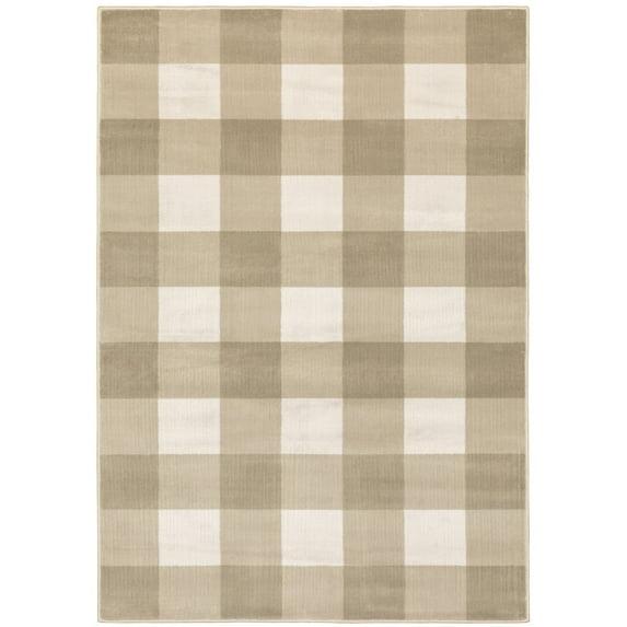 Oriental Weavers Georgia Area Rug 678A0 Casual Beige Plaid Blocks 3' 10" x 5' 5" Rectangle