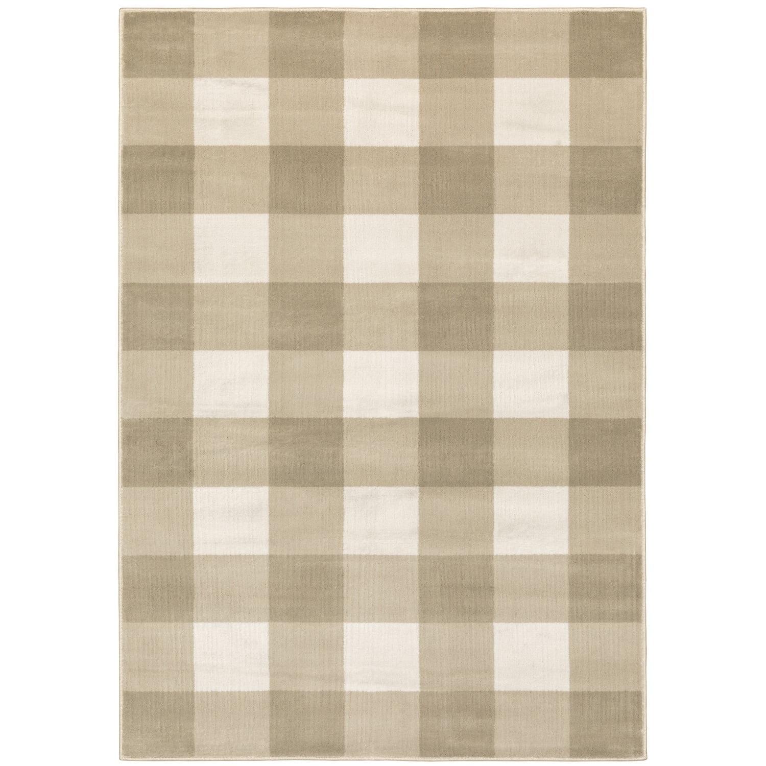 Sphinx Georgia Area Rug 678A0 Casual Beige Plaid Blocks 3' 10" x  5' 5" Rectangle