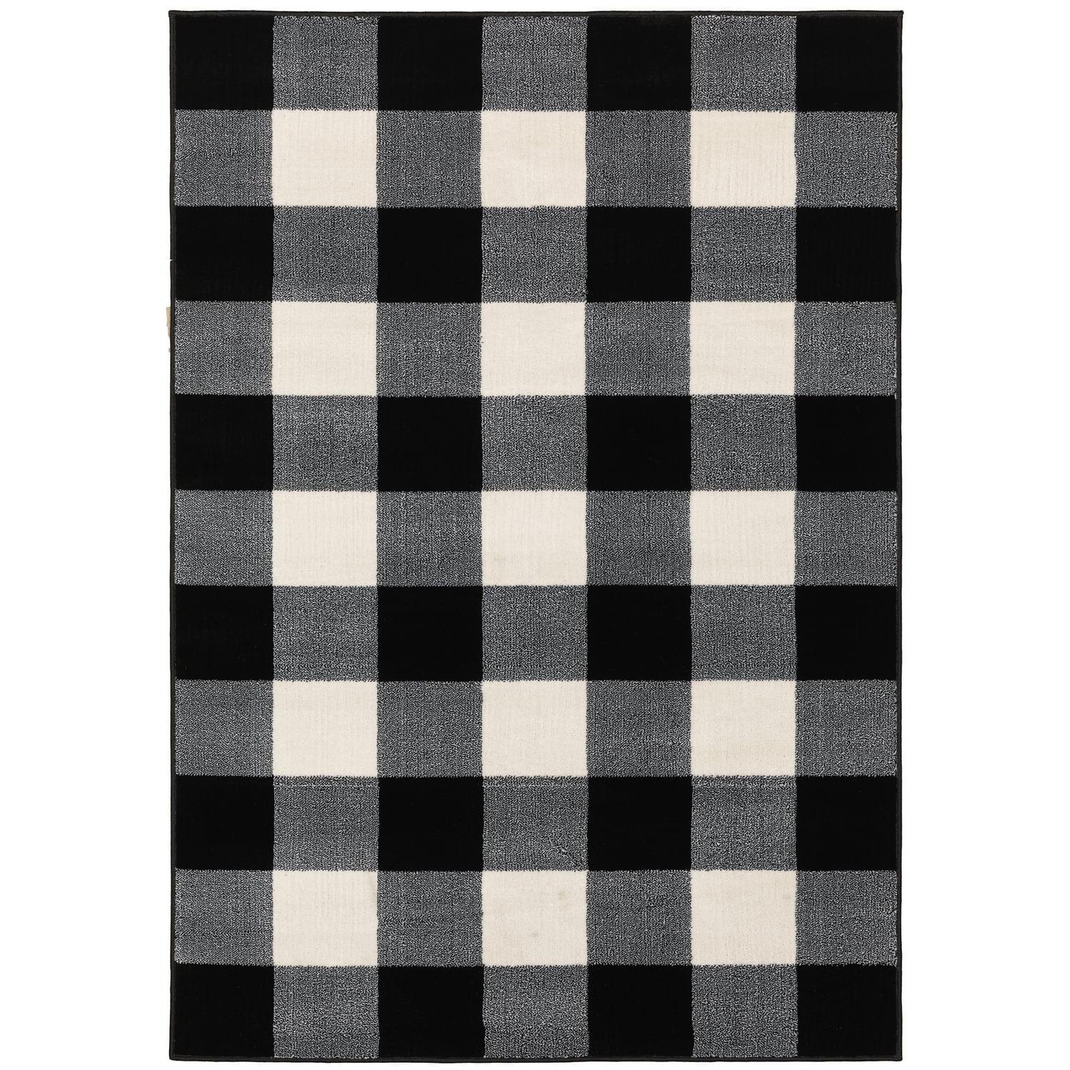 Oriental Weavers Georgia Area Rug 678D0 Casual Black Plaid Blocks 3' 10" x 5' 5" Rectangle