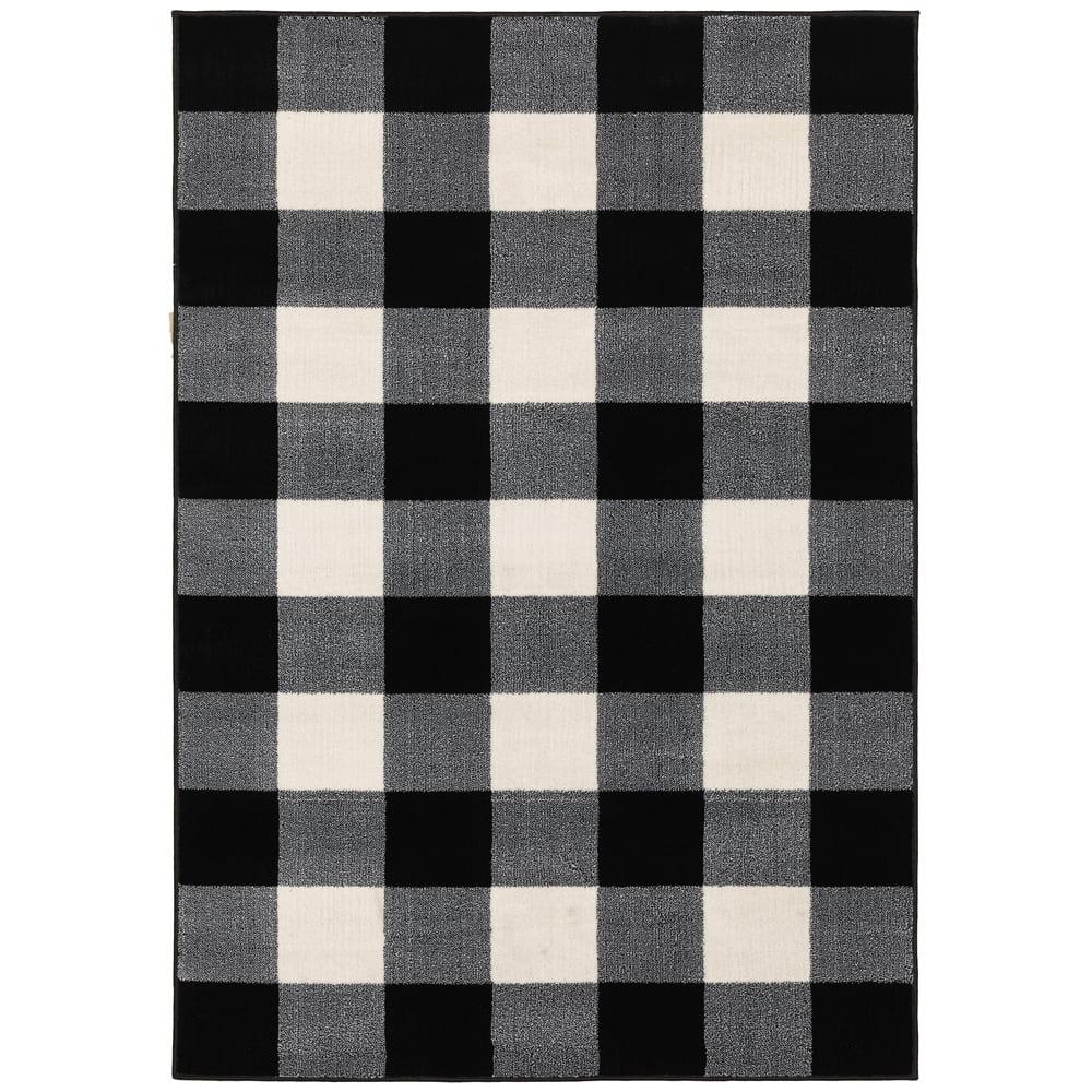 Georgia Casual Black and Ivory Handmade Rectangular Rug