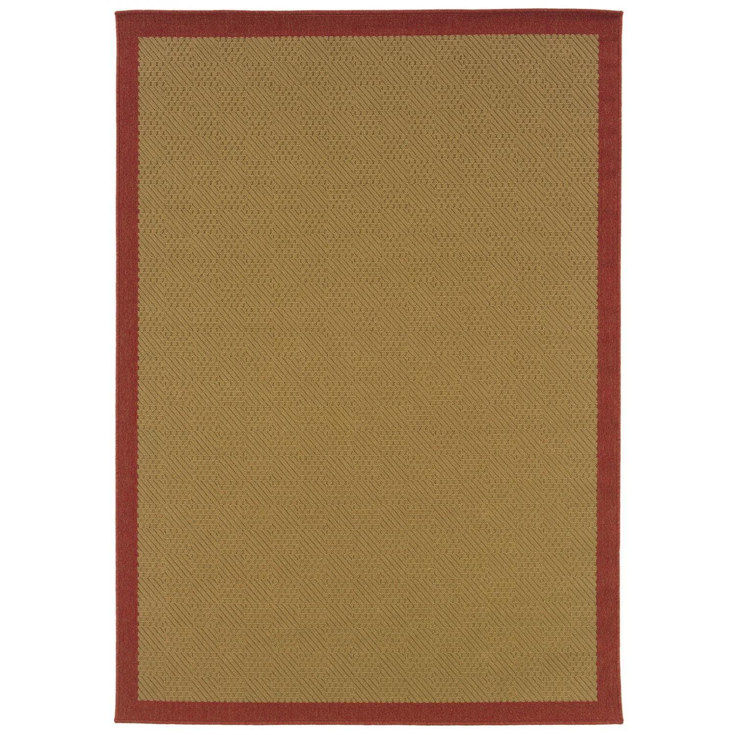 Lanai Beige and Red Rectangular Synthetic Indoor/Outdoor Rug