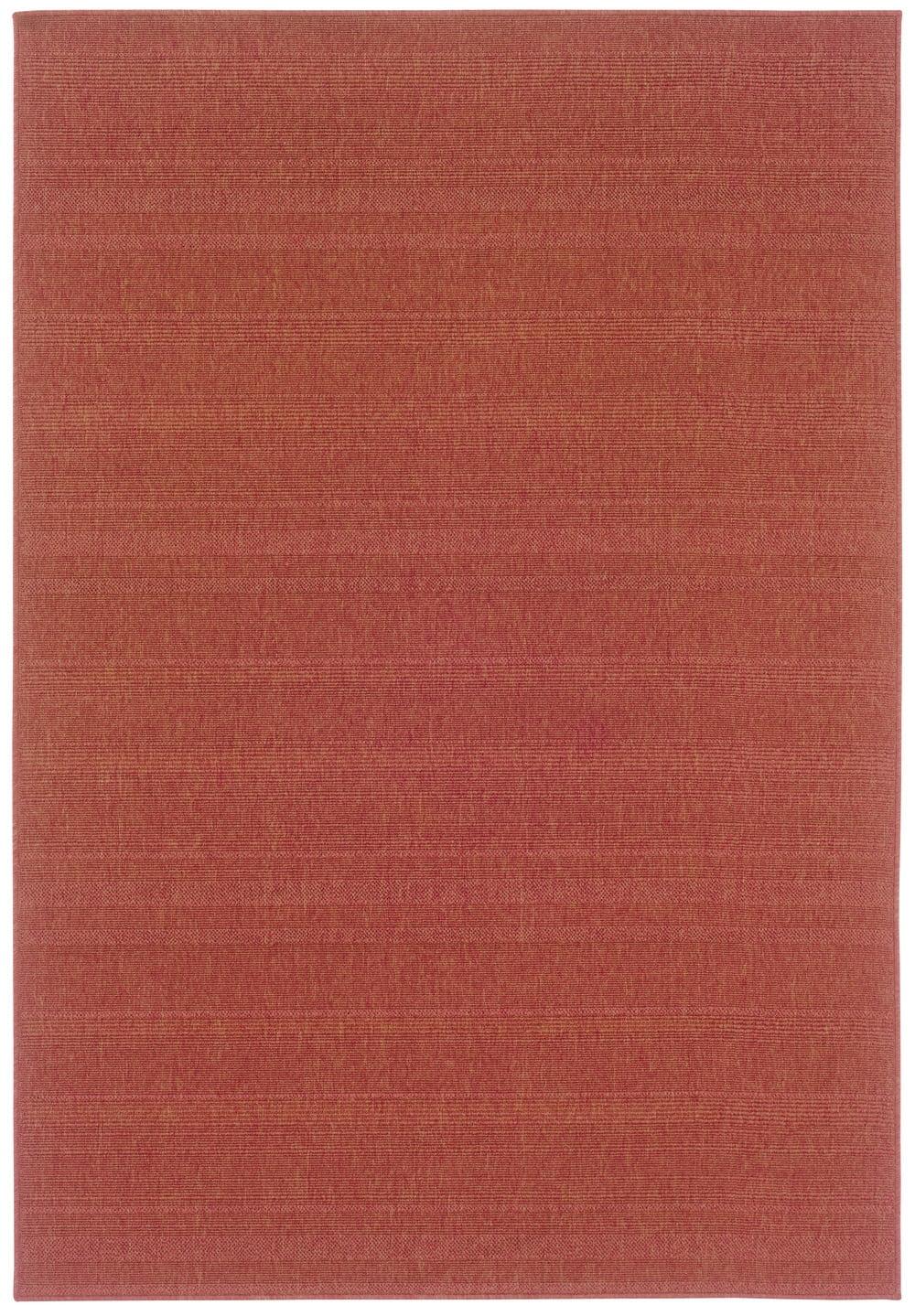 Casual Red Striped Synthetic Area Rug, 2'5" x 4'5"