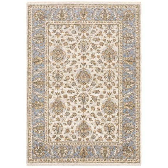 Oriental Weavers Maharaja Area Rug 5091Z Traditional Ivory Half-Brick Scrolls 3' 3" x 5' Rectangle