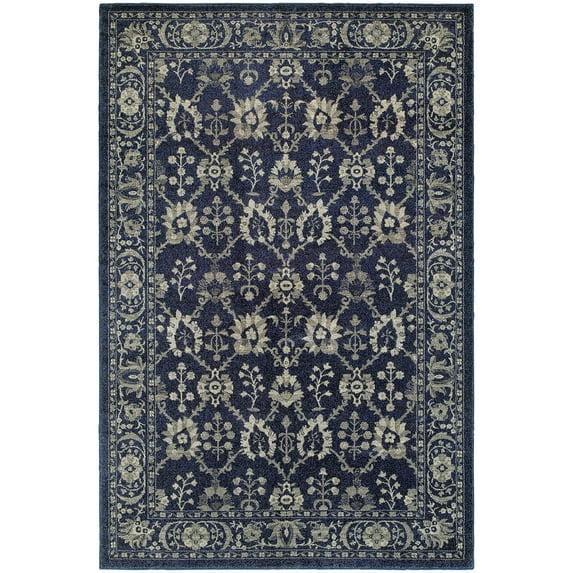 Sphinx Richmond Area Rug Navy Vines Circles 2' 3" x  7' 6" Rectangle