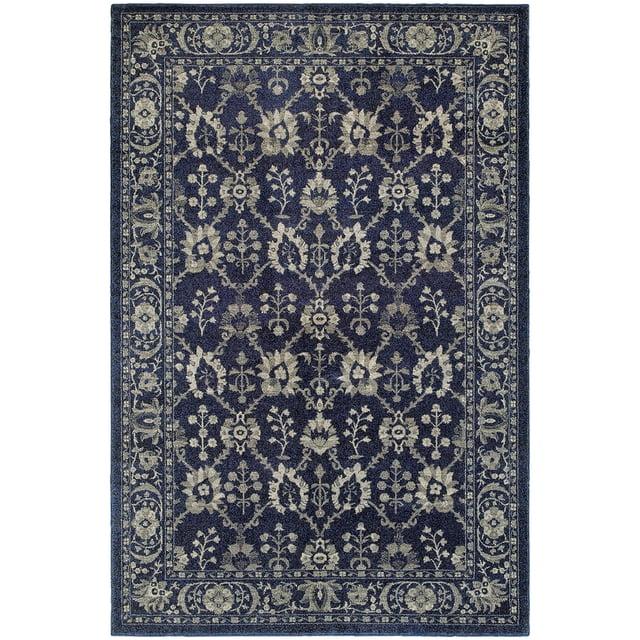 Sphinx Richmond Area Rug Navy Vines Circles 2' 3" x  7' 6" Rectangle
