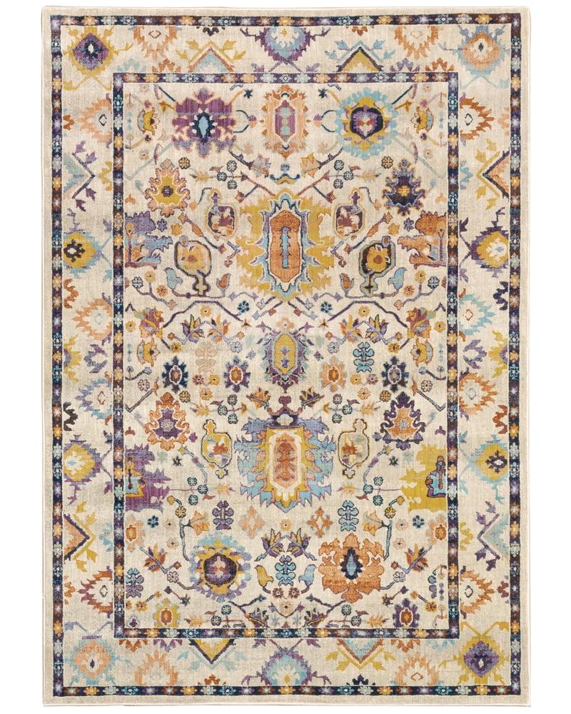 Xanadu Beige and Blue Synthetic Area Rug