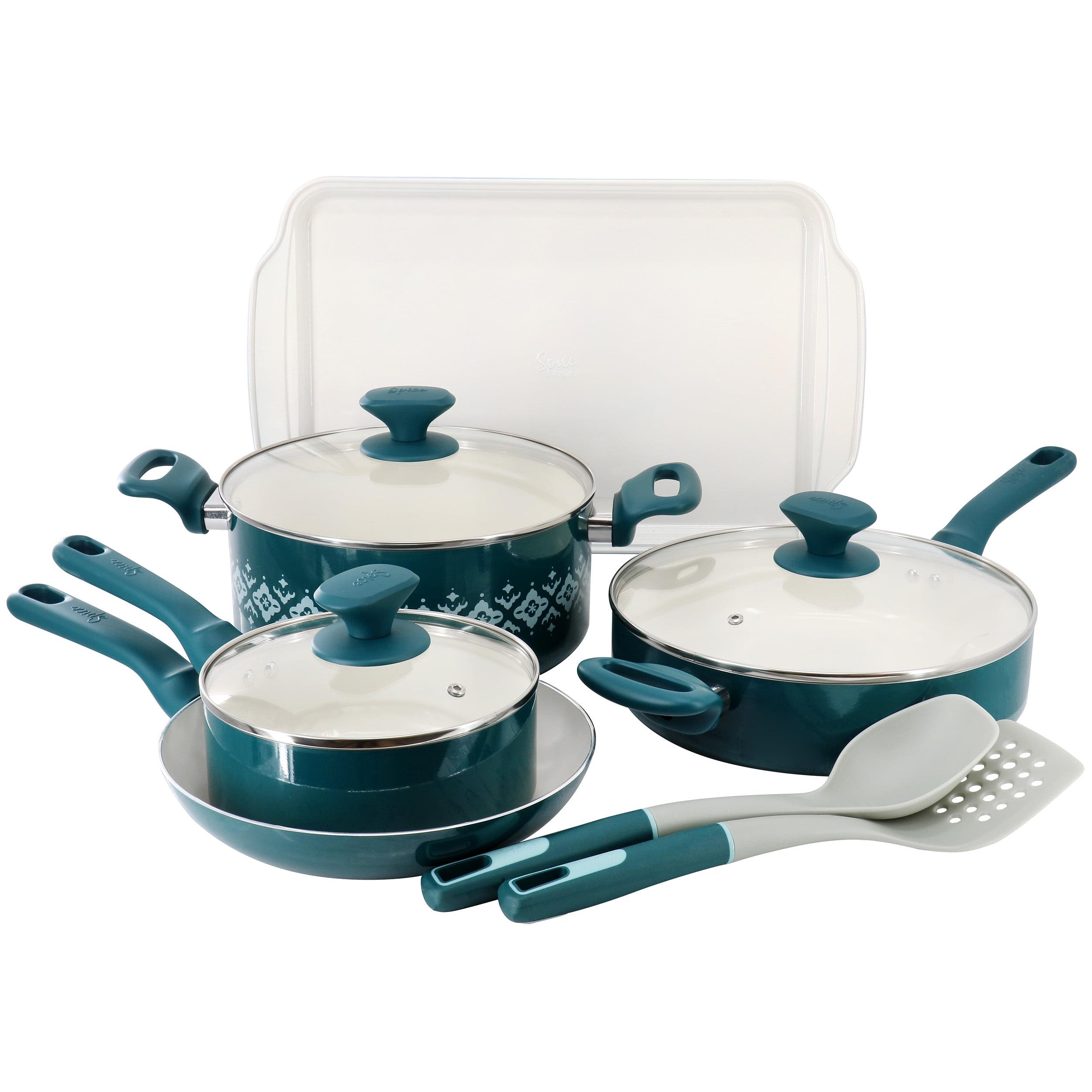 Spice By Tia Mowry 10 Piece Ceramic Nonstick Aluminum Cookware Set