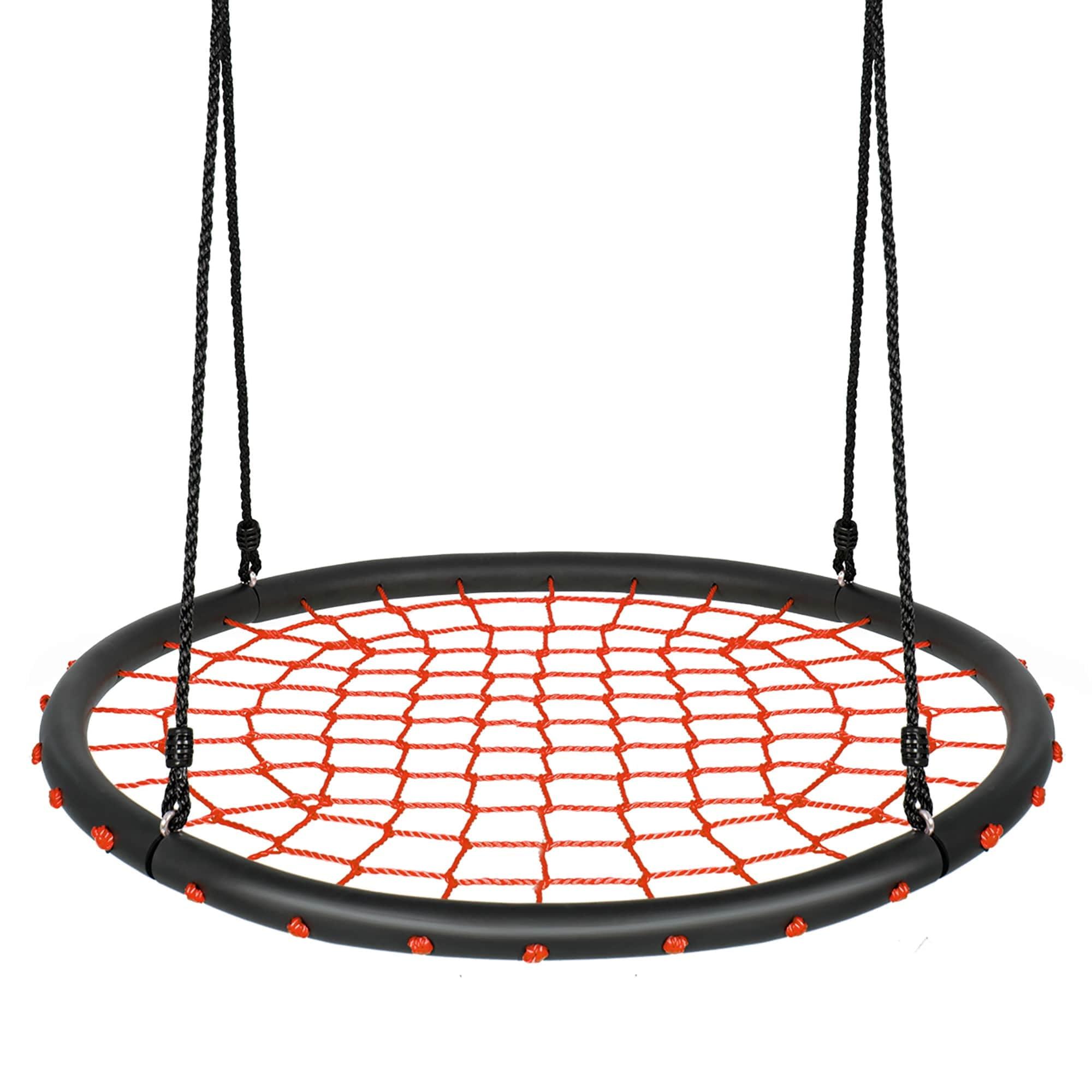 40'' Orange Spider Web Tree Swing with Adjustable Height