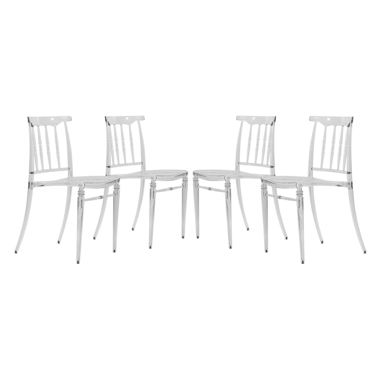 Elegant Spindle Transparent Lucite Dining Chair, Set of 4
