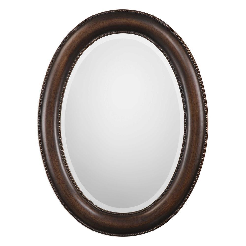 Oakes Dark Bronze Oval Wall Mirror with Beaded Details