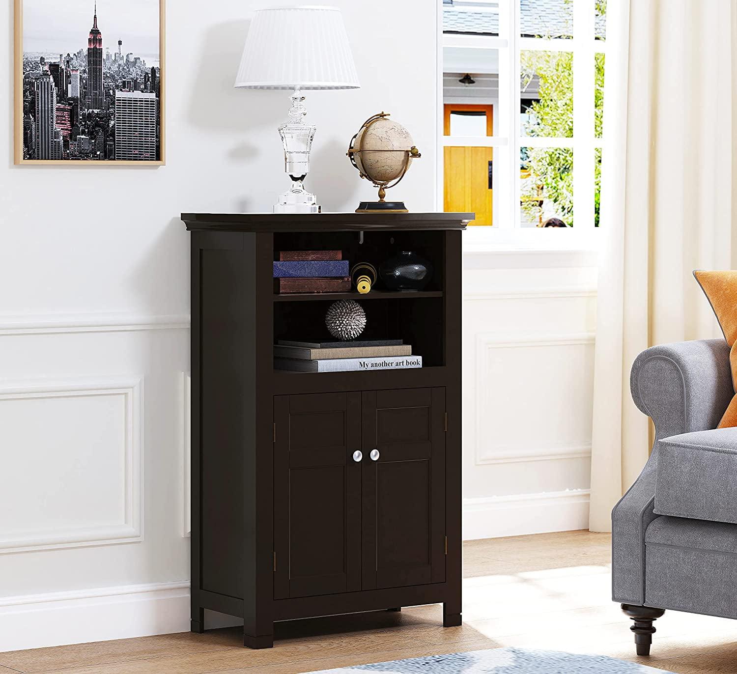 Spirich Home Freestanding Bathroom Cabinet with Doors and Adjustable Shelf, Wooden Entryway Storage Cabinet (Espresso)