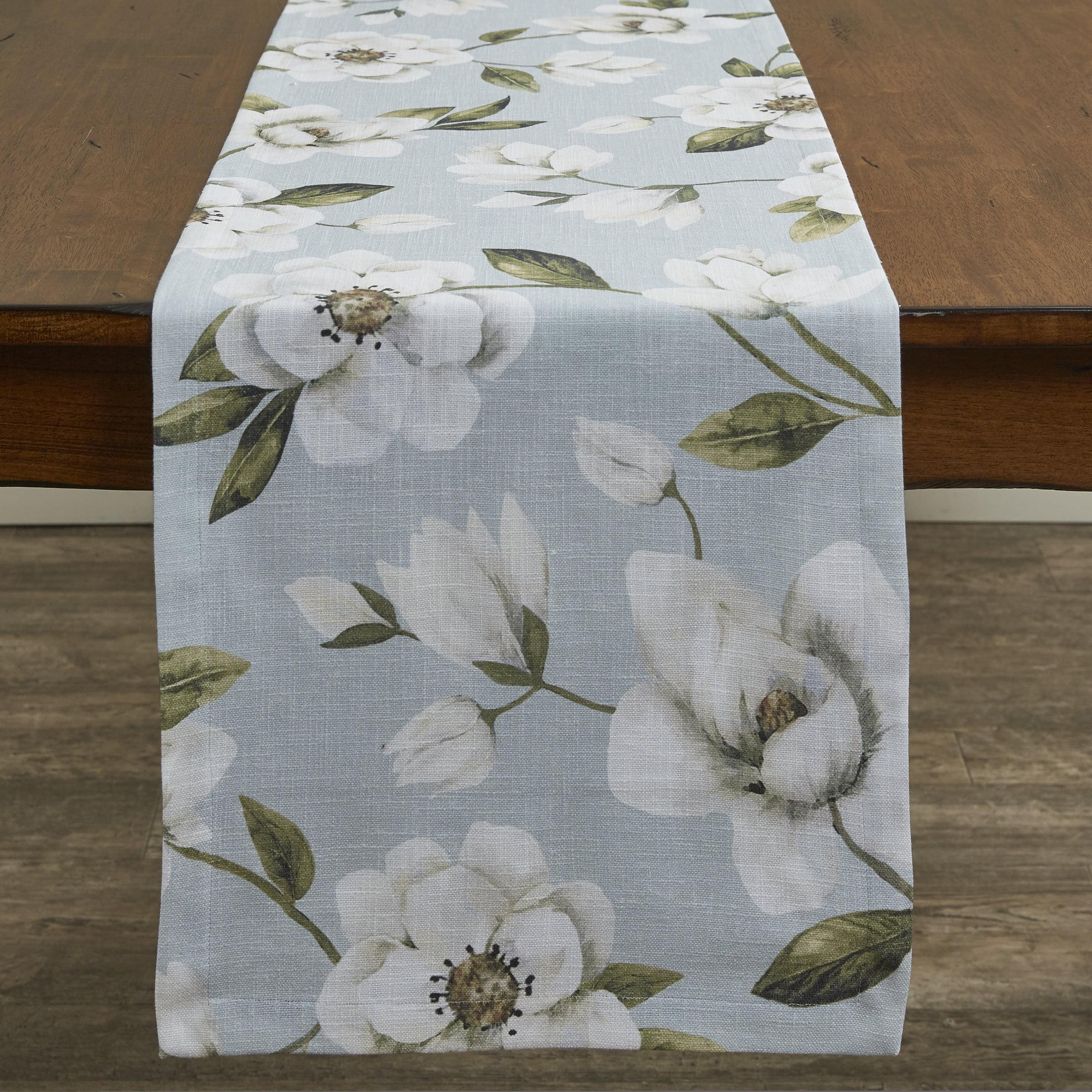 Split P Blue Magnolia Floral Table Runner 72"L