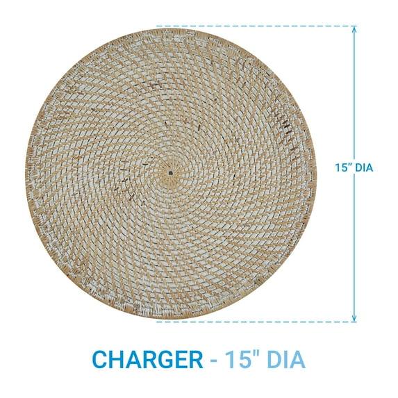 Split P White Rattan Charger Set of 4