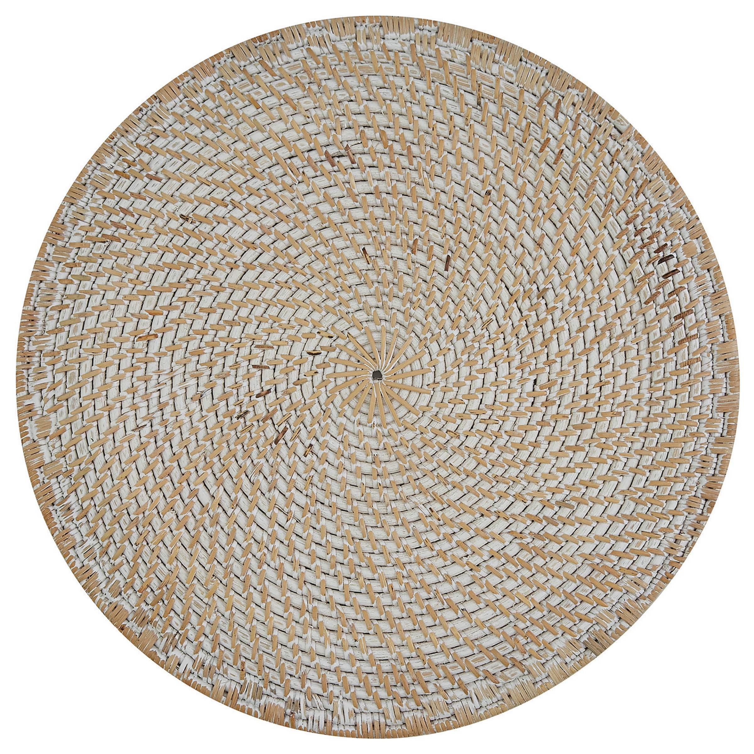 Split P White Rattan Charger Set of 4