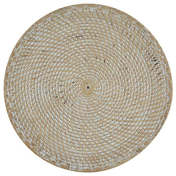 Split P White Rattan Charger Set of 4