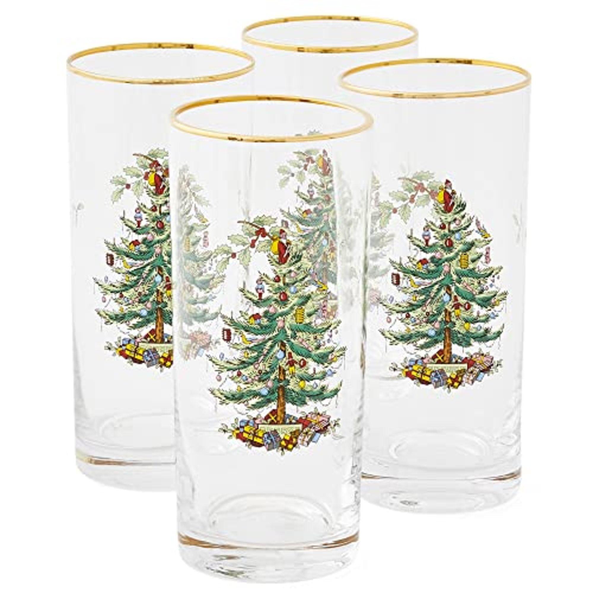 Spode Christmas Tree Highballs, Set of 4 - 15 oz.