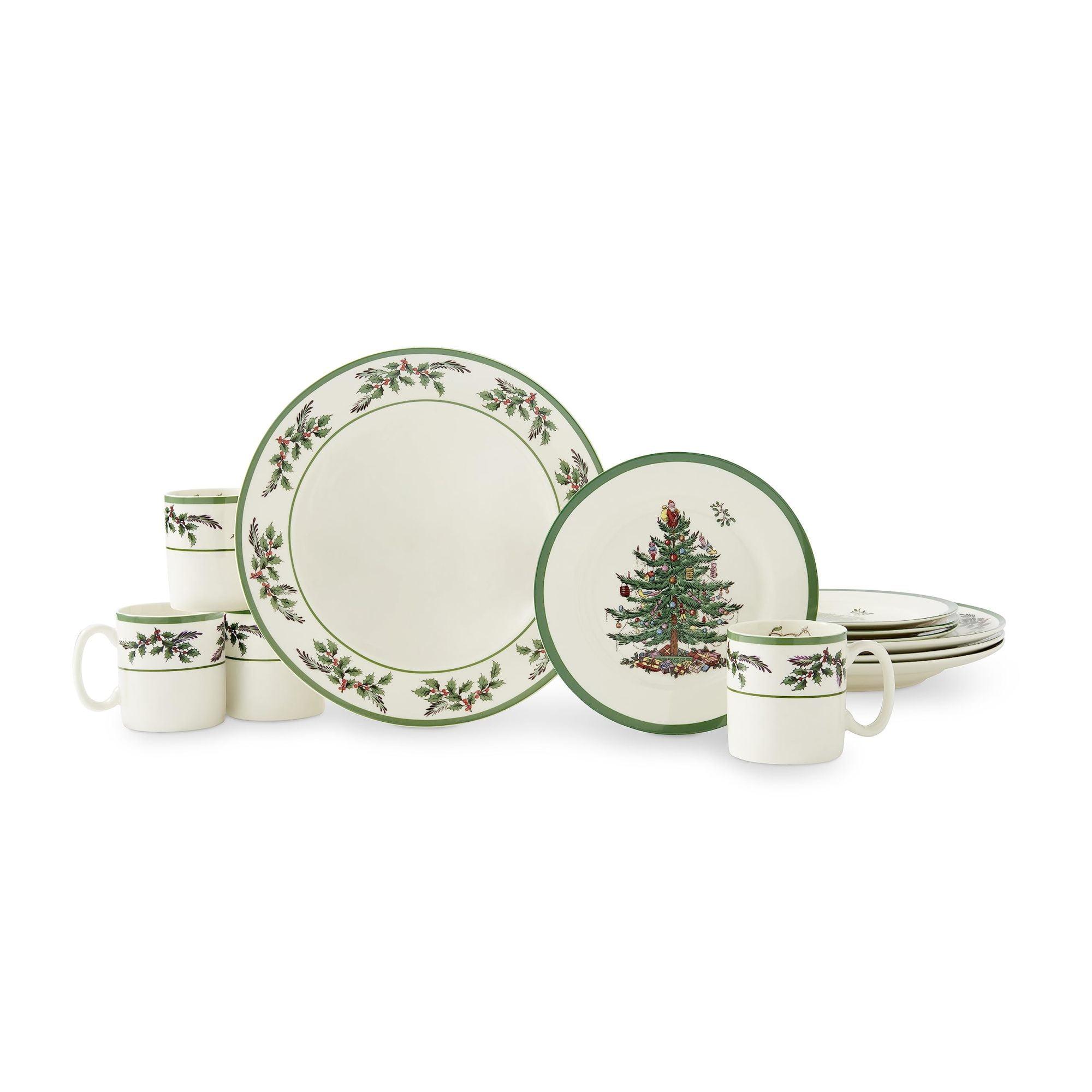 Spode Christmas Tree Holly 12-Piece Porcelain Dinnerware Set