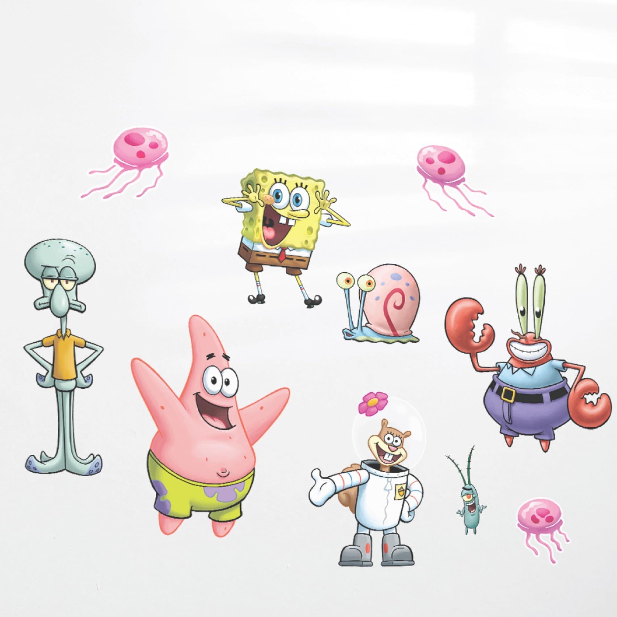 SpongeBob SquarePants Wall Decals - Patrick Star, Squidward, Mr. Krabs, Gary, Plankton, Sandy Cheeks Vinyl Wall Sticker Bedroom Decorations Peel and Stick Room Decor
