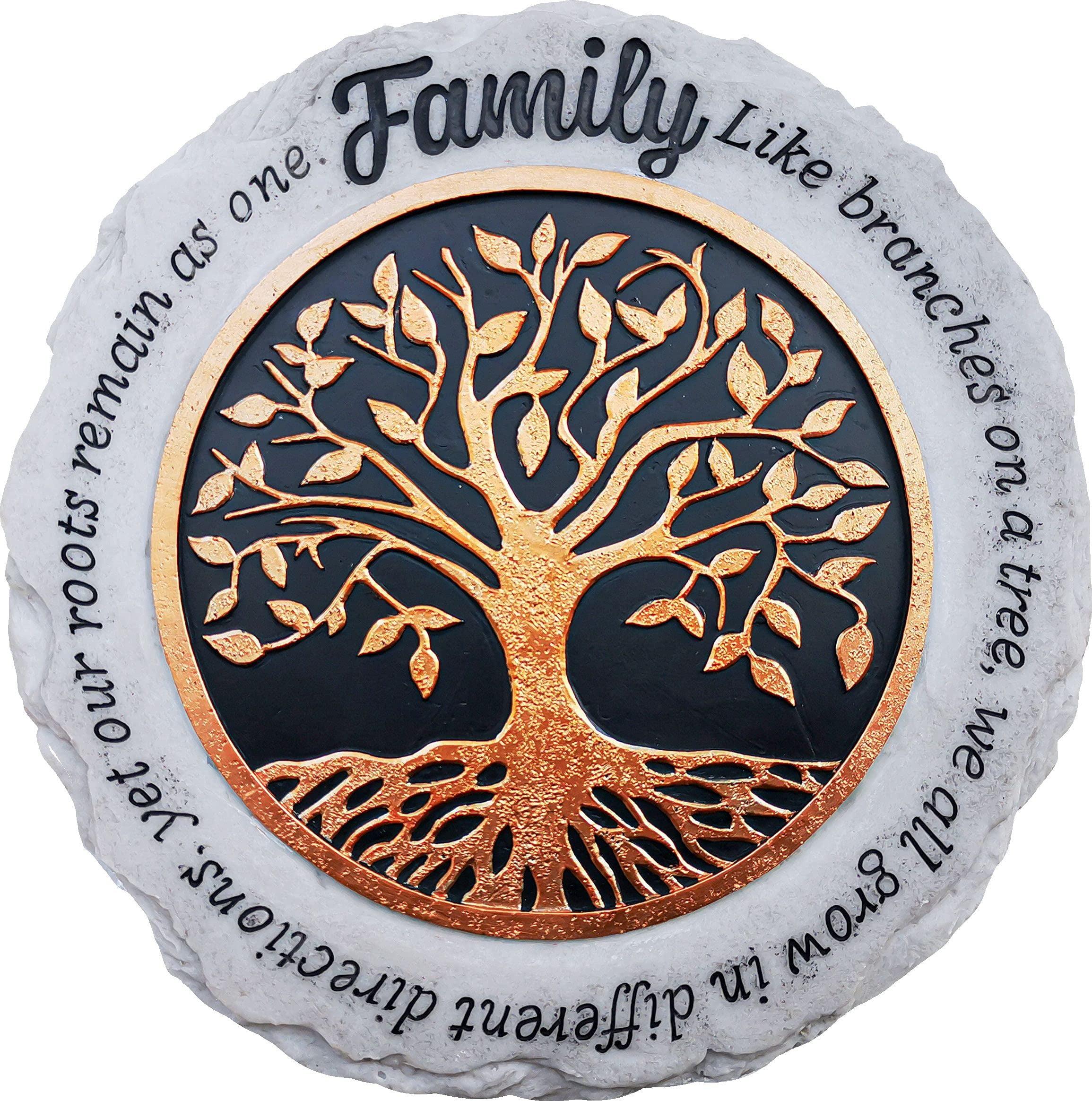 Handmade Family Tree Resin Stepping Stone with Copper Accents