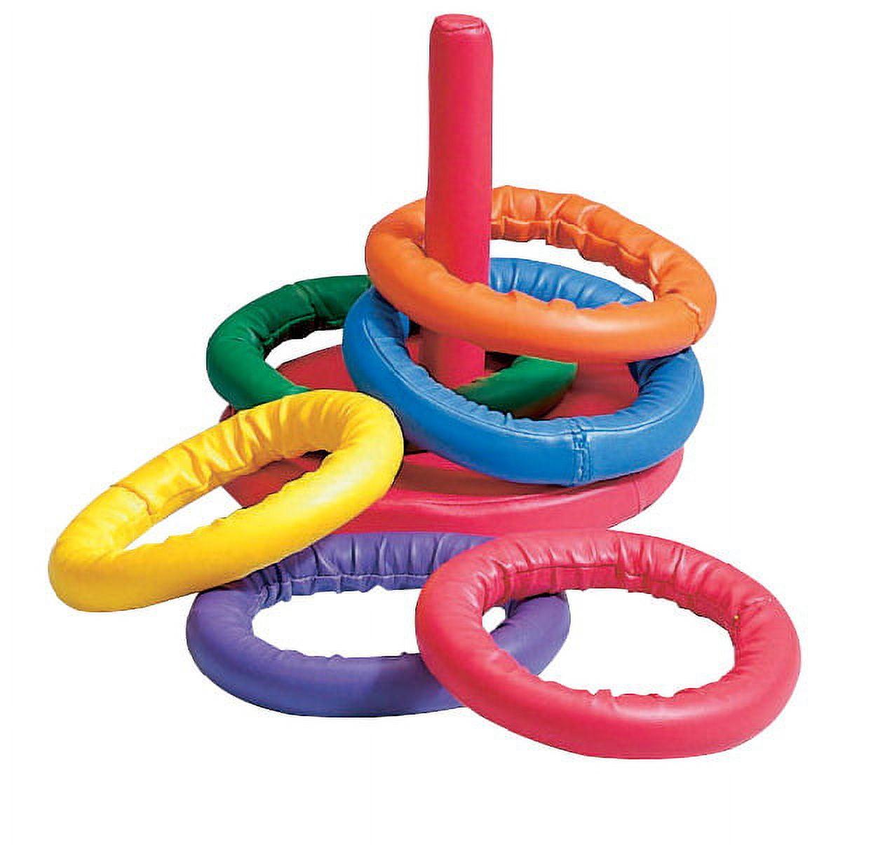 Sportime Soff-Ring Toss Game with Post, Assorted Colors, Set of 6 Rings