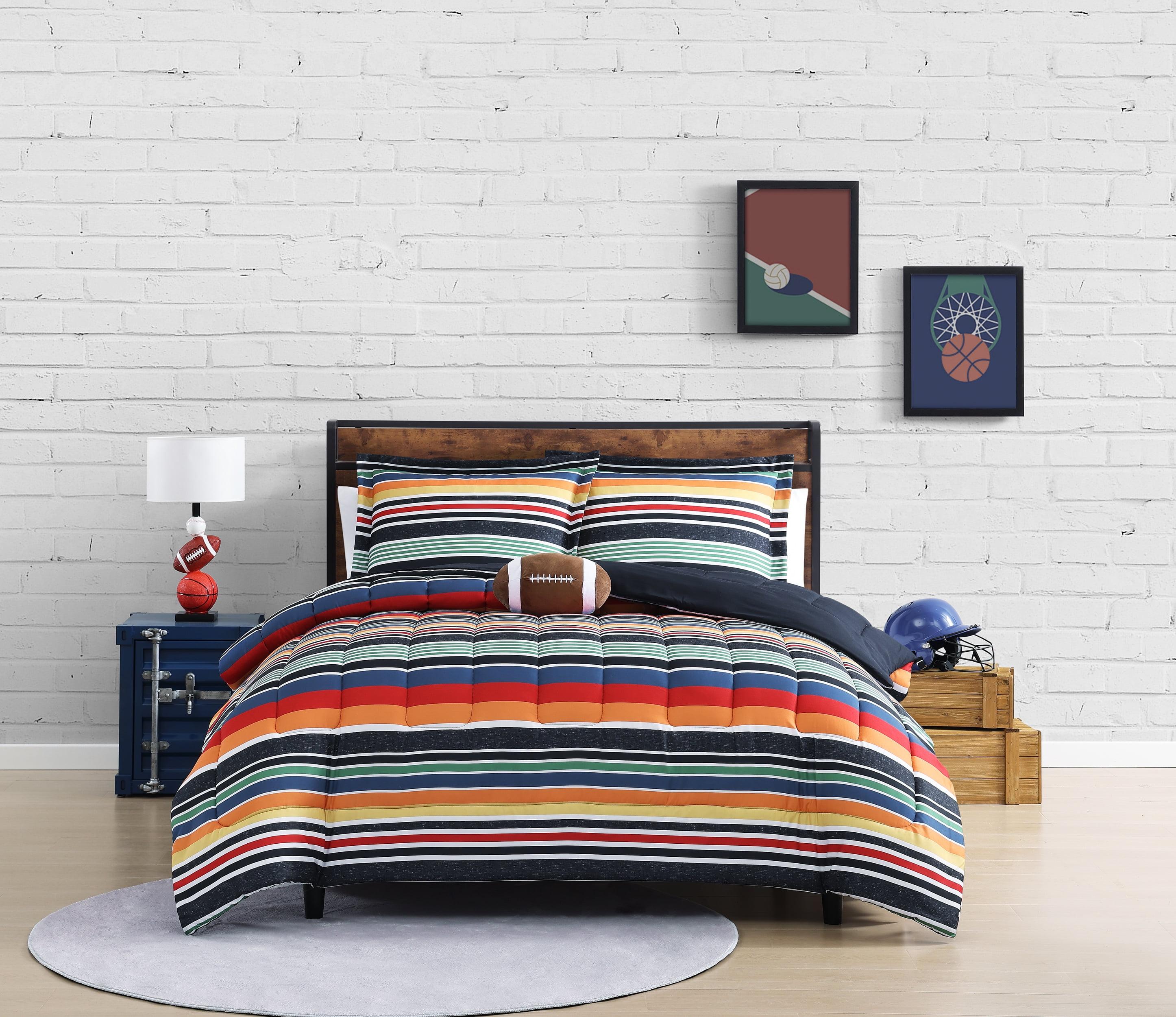 Twin Black Multicolor Microfiber Reversible Comforter Set