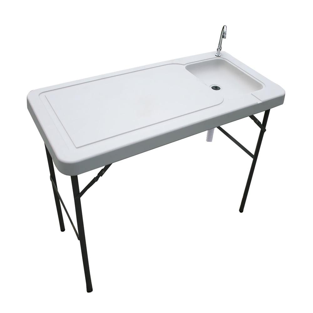 Portable Aluminum Folding Fish Cleaning Table with Sink