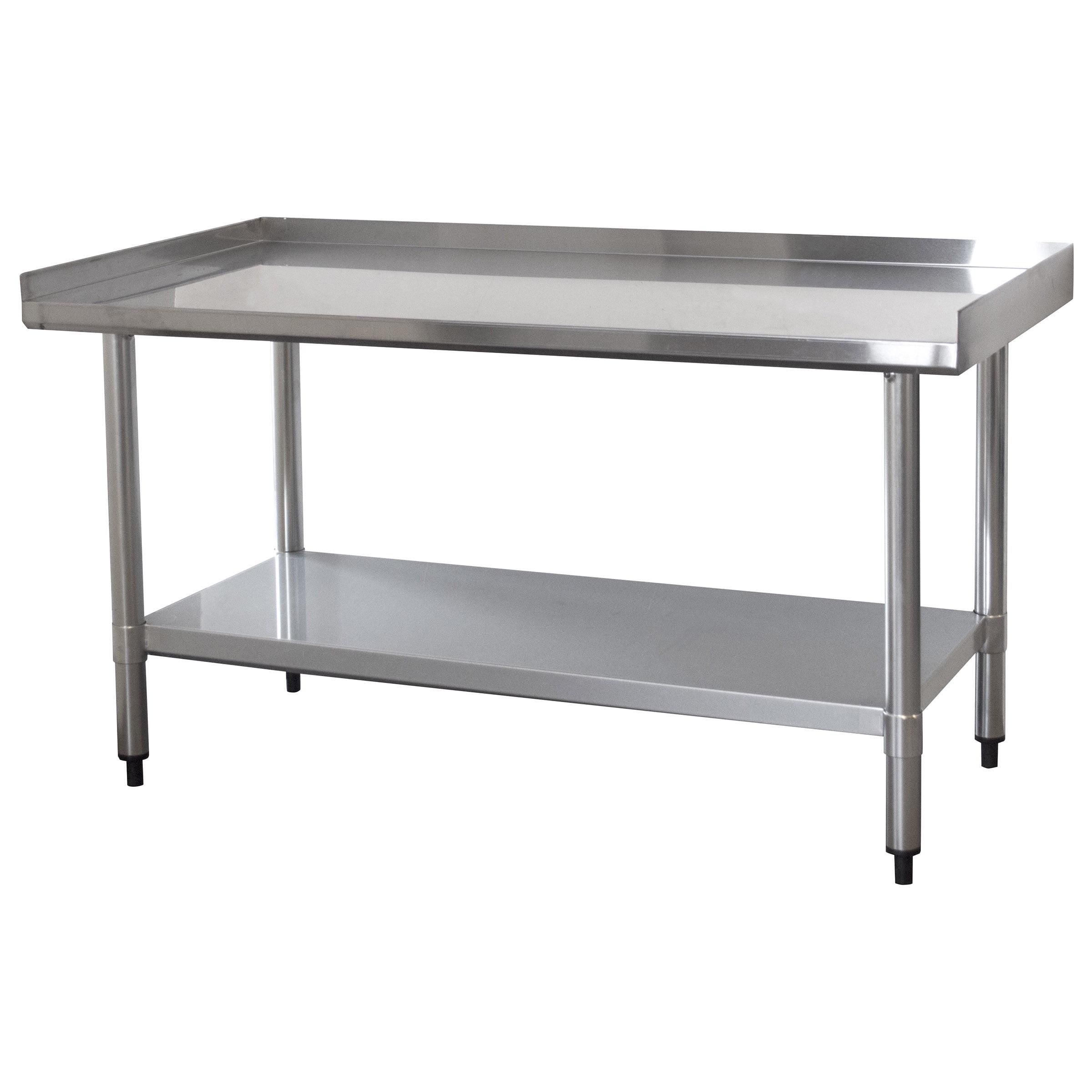 48-Inch Stainless Steel Work Table with Upturned Edge and Shelf