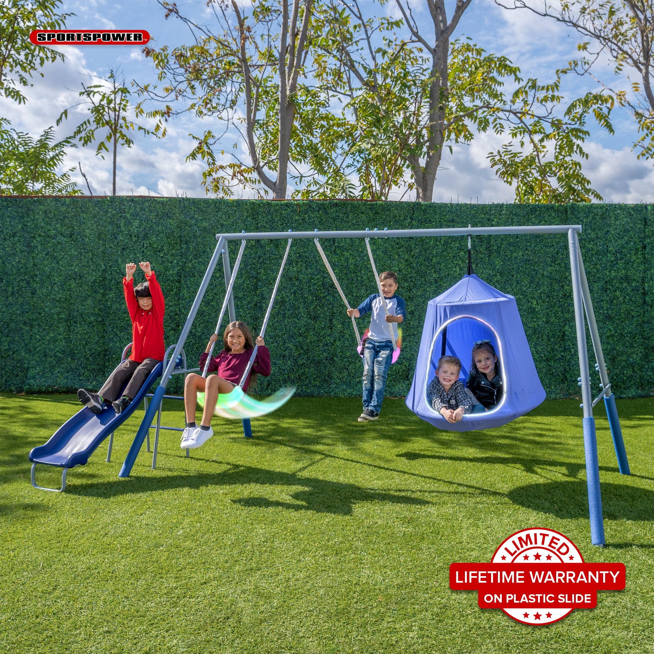 Sportspower Shooting Star Metal with LED Swings and 5' Double Wall Slide Swing Set