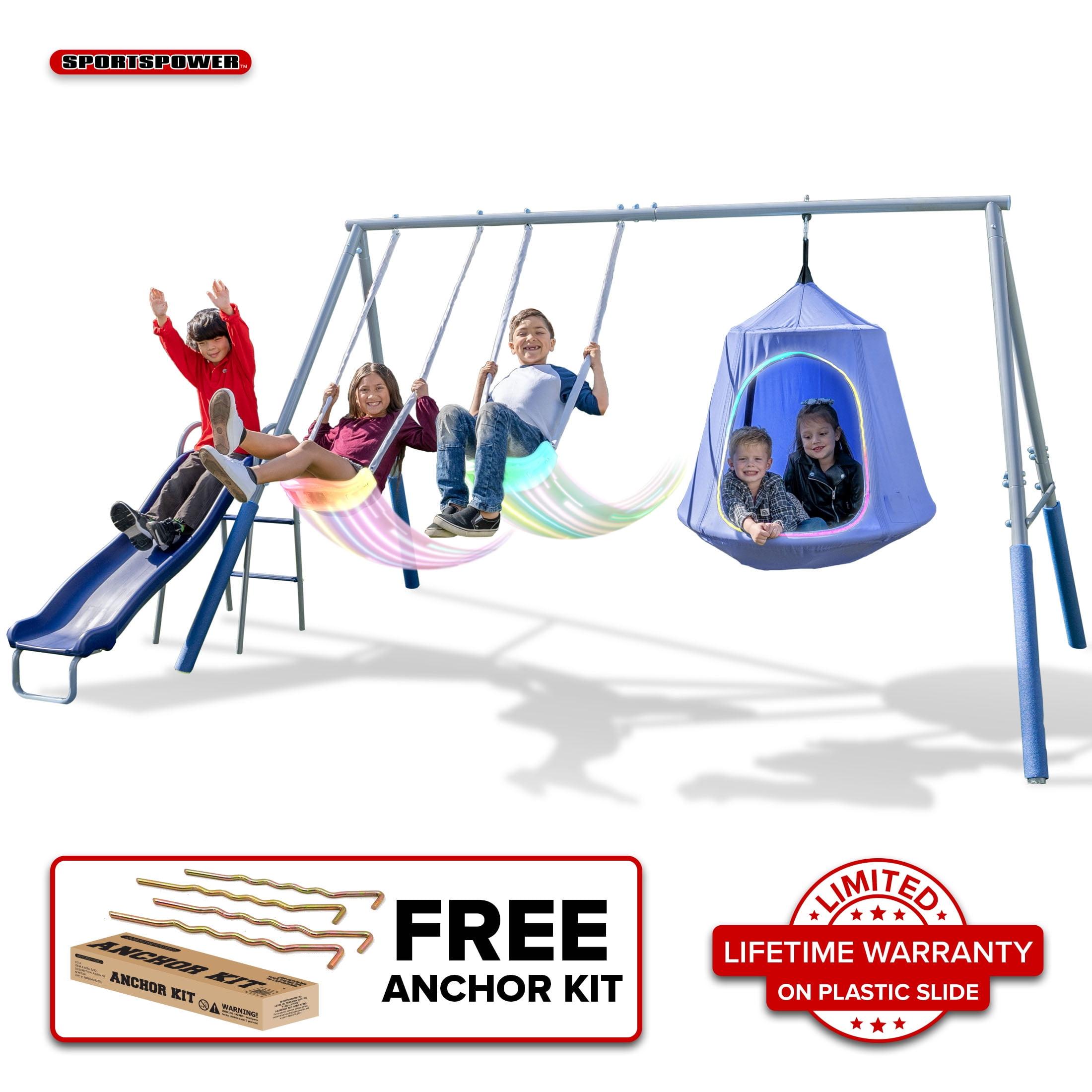 Sportspower Sportspower Shooting Star Metal Swing Set with Lifetime Warranty on 5' Double Wall Slide