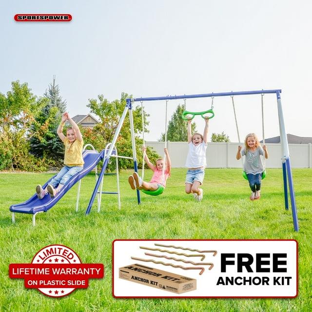 Sportspower Sportspower Sierra Vista Metal Swing Set with Lifetime Warranty on 5' Double Wall Slide